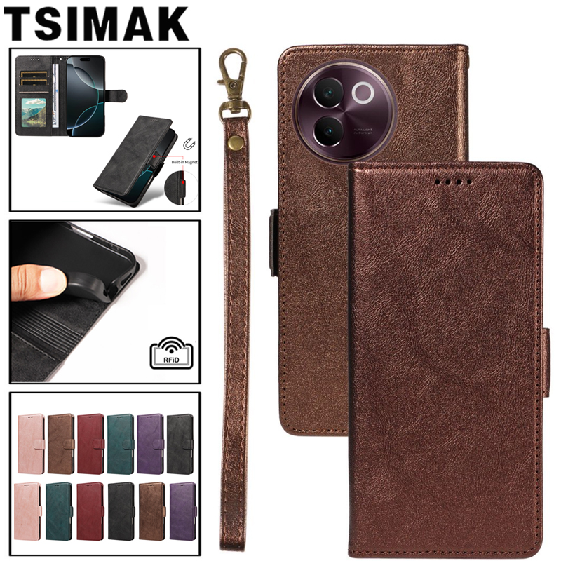Vivo V40 - RFID Leather Case For Vivo Y21