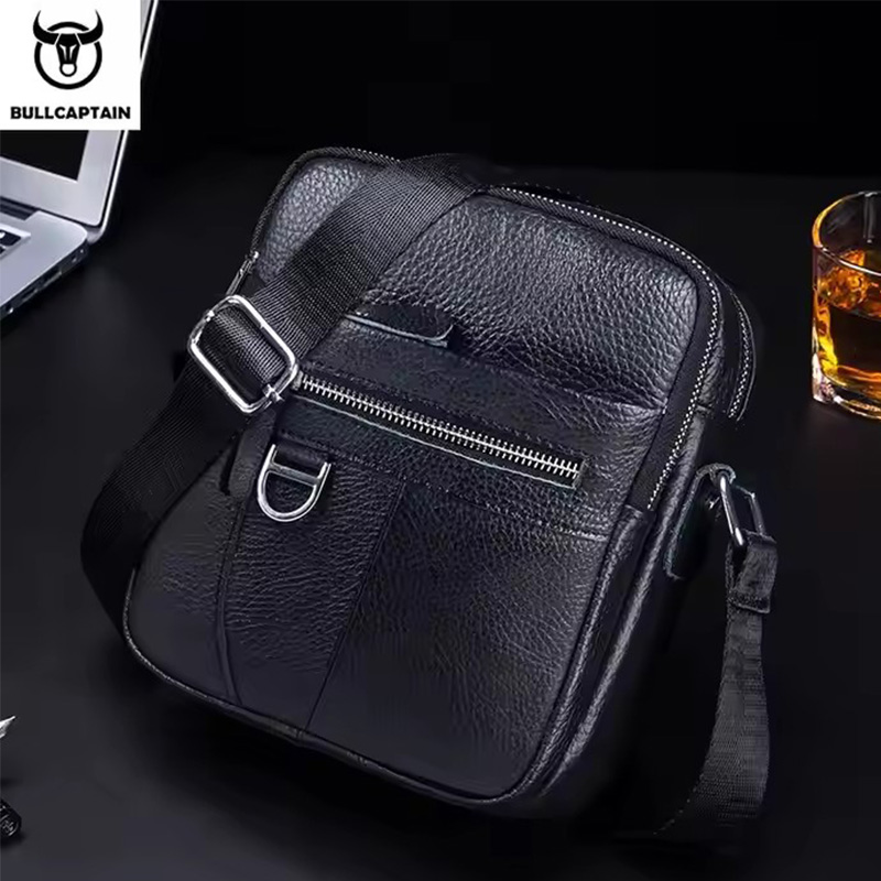 Phone Accessories Men - BULLCAPTAIN Mens Leather Messenger Bag Retro