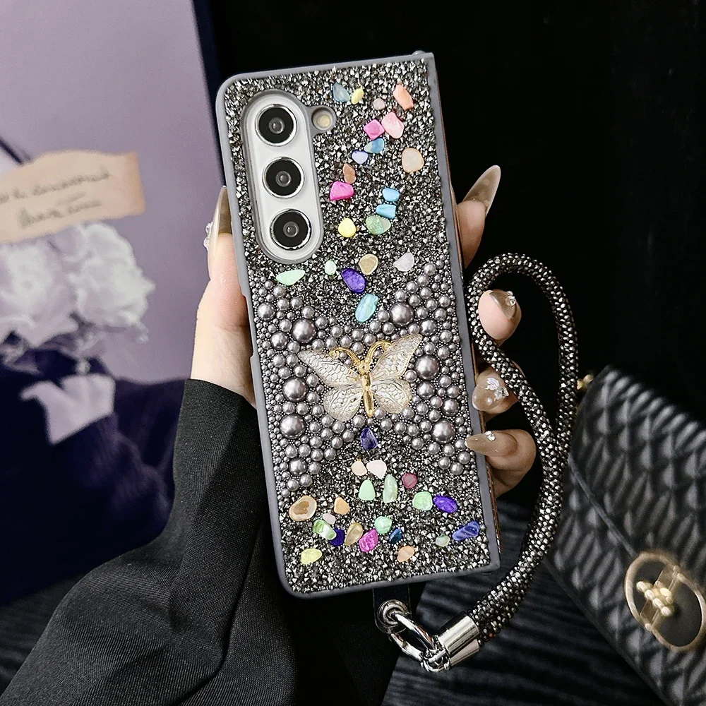 Phone Accessories Beads - Luxury Shining Pearl Butterfly Hard PC