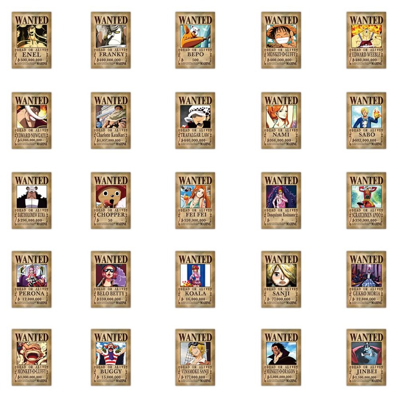 Phone Accessories Poster - 56 Pcs One Piece Wanted Poster