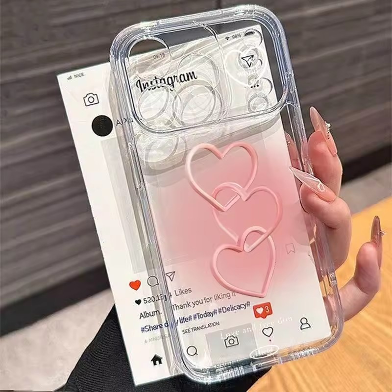 Phone Accessories List - Hand-Painted Pink Heart Soft Phone Case