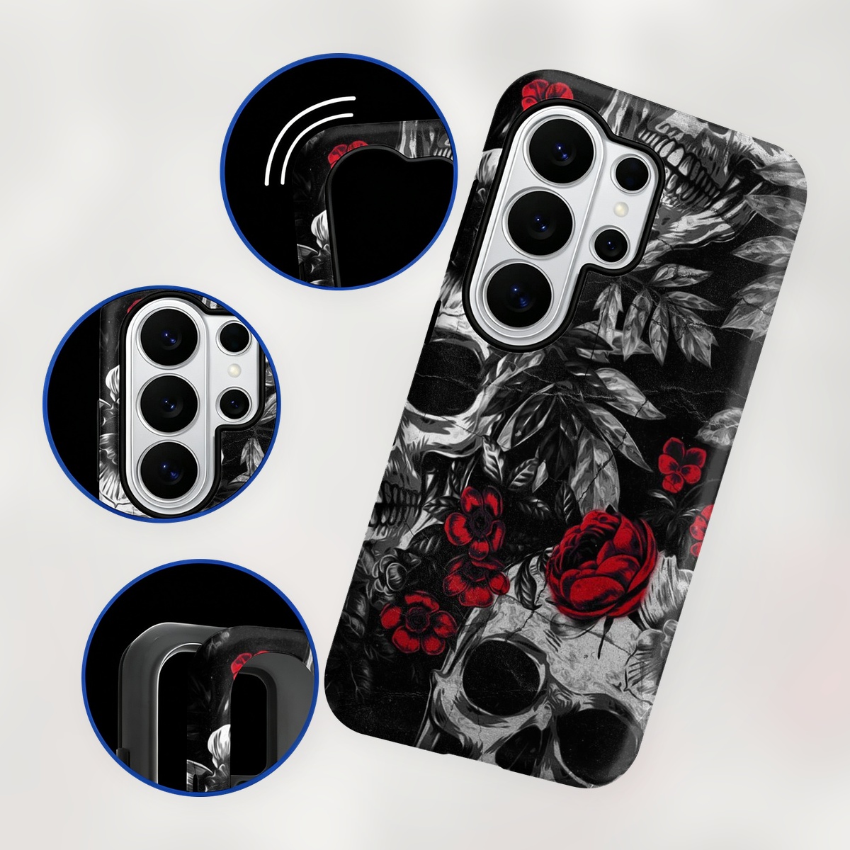 Skull And Red Rose 2-in-1 Dual - Phone Accessories Red ulasan dan harga