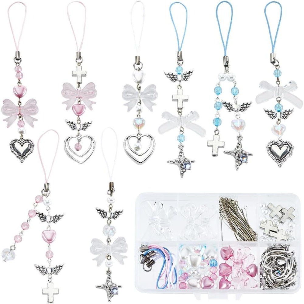 154Pcs DIY 8 Sets Phone Charm  - Phone Accessories Beads ulasan dan harga