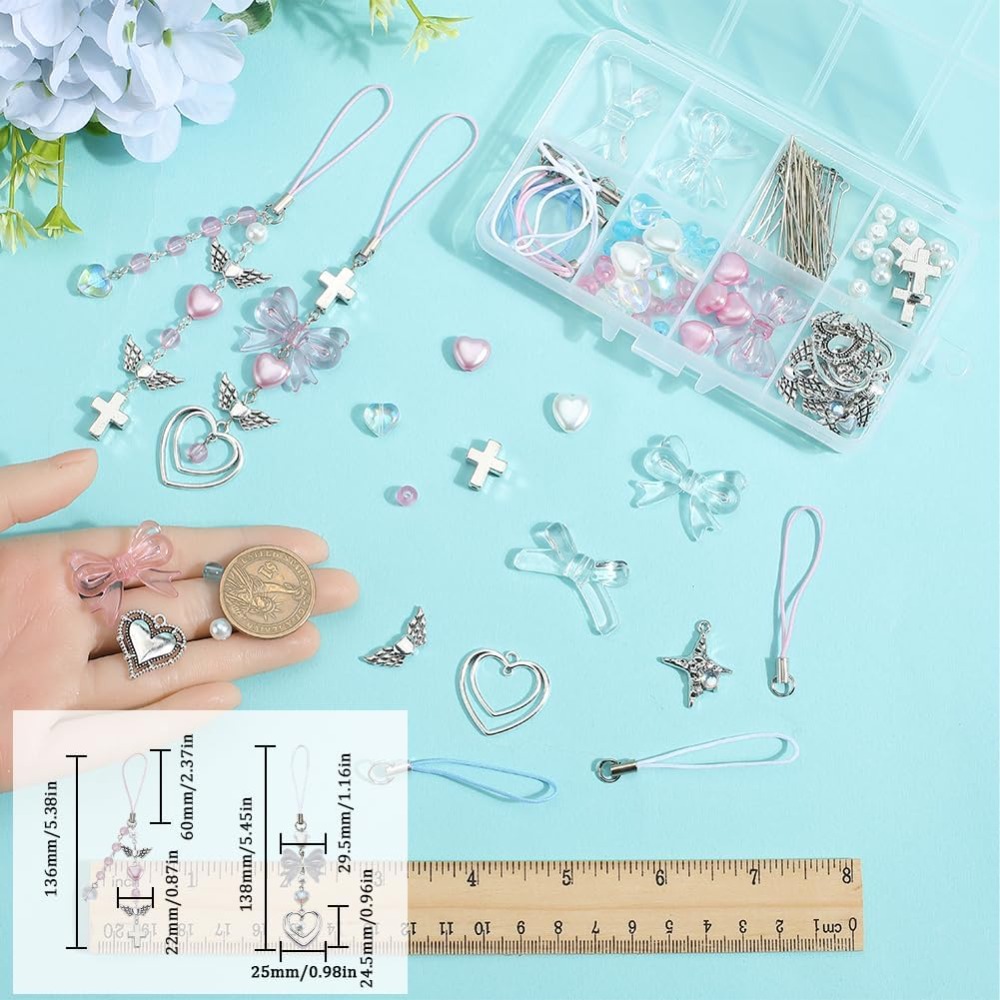 154Pcs DIY 8 Sets Phone Charm  - Phone Accessories Beads ulasan dan harga