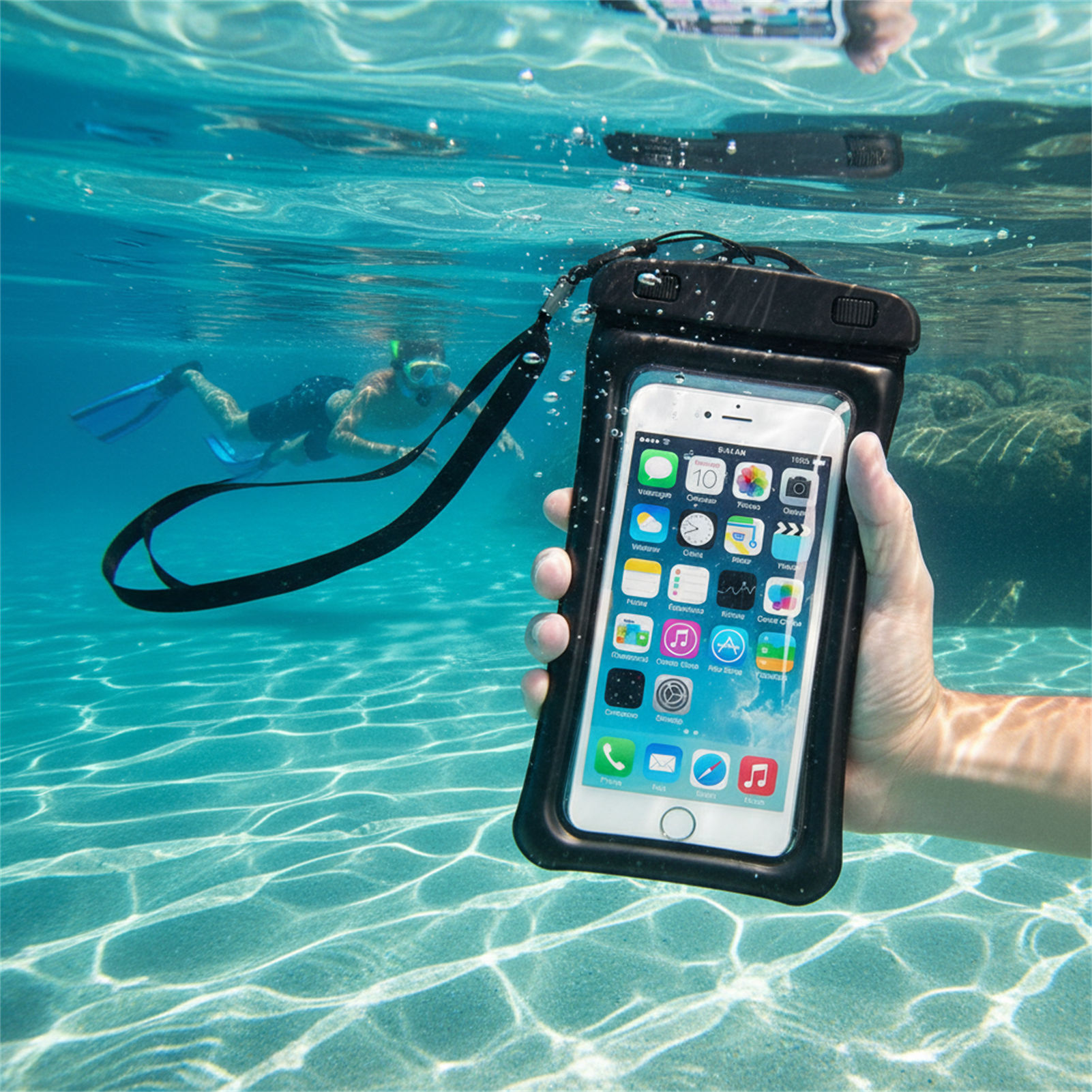 Blue Black Waterproof Phone Ba - Phone Accessories Men ulasan dan harga