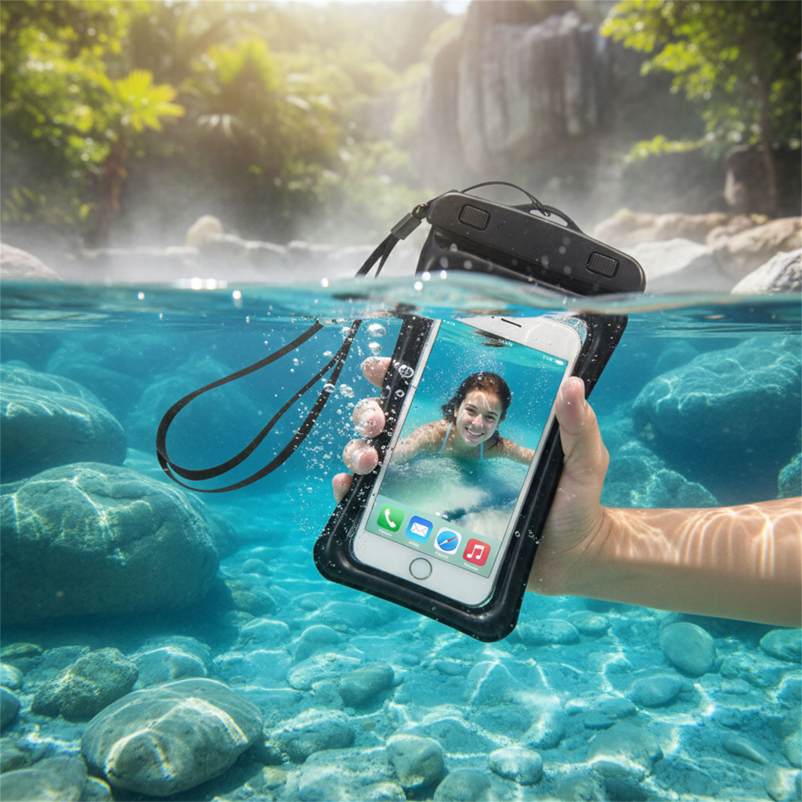 Blue Black Waterproof Phone Ba - Phone Accessories Men ulasan dan harga