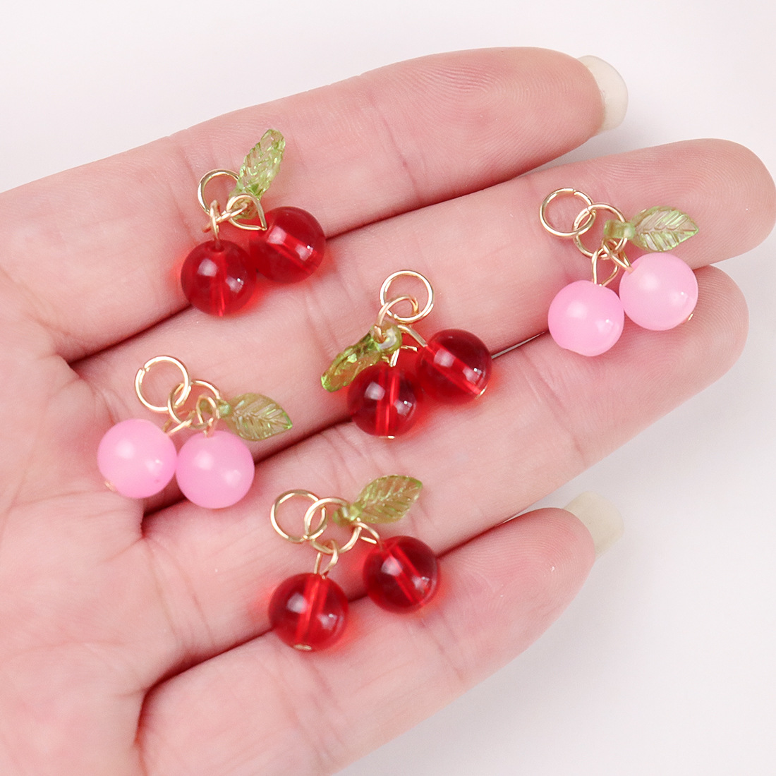 50Pcs 3D Sweet Red Cherry Acry - Phone Accessories Red ulasan dan harga