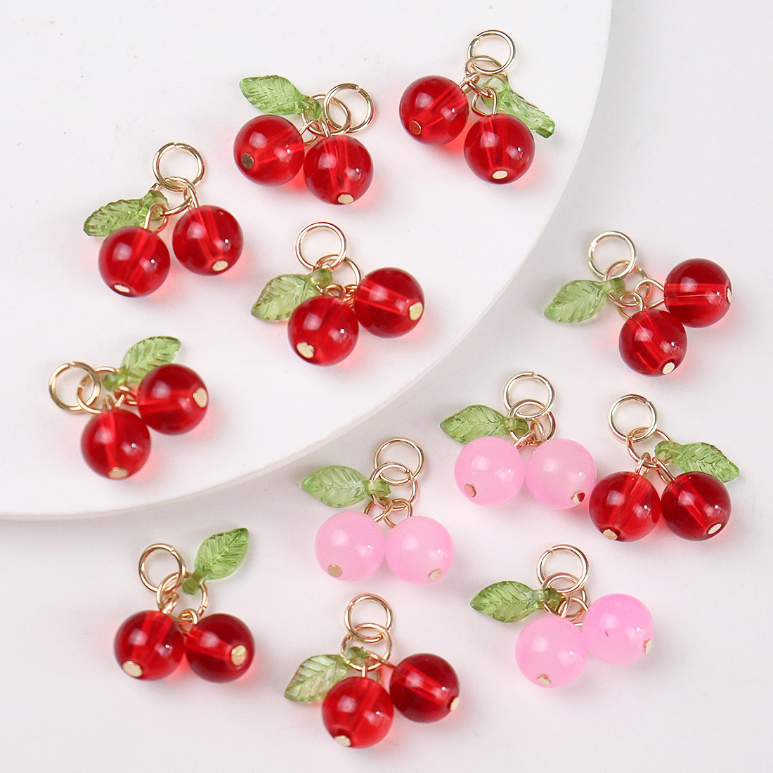 50Pcs 3D Sweet Red Cherry Acry - Phone Accessories Red ulasan dan harga