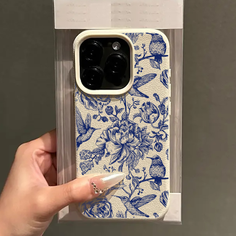 Blue Retro Floral Bird Pattern - Phone Accessories List ulasan dan harga