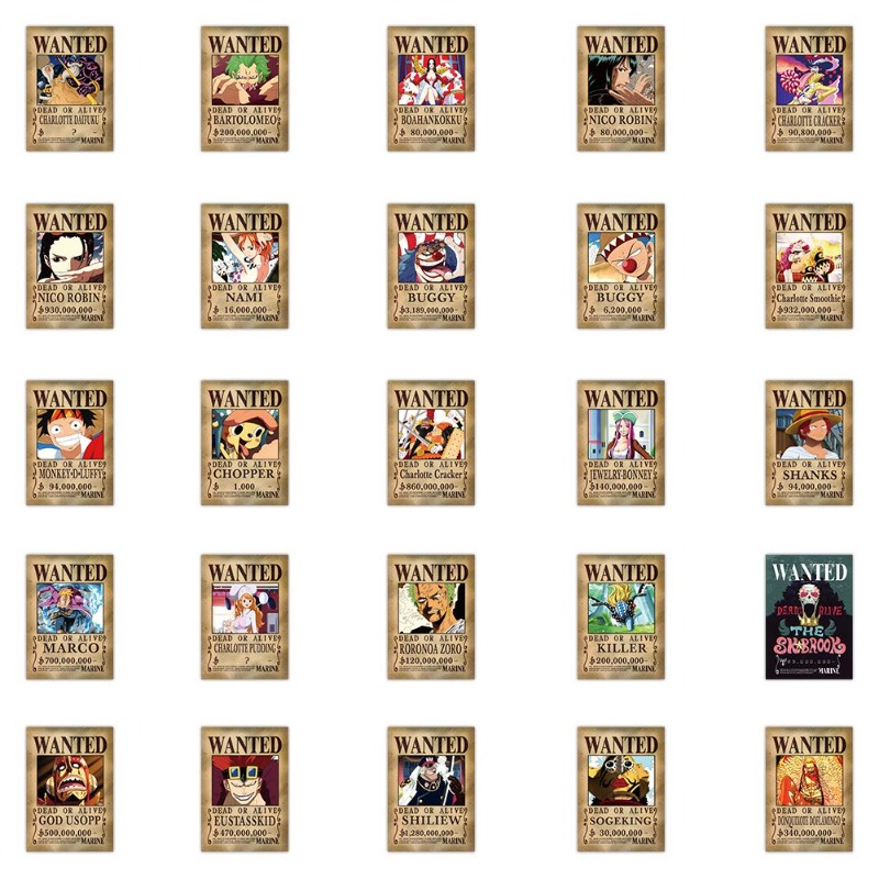 56 Pcs One Piece Wanted Poster - Phone Accessories Poster ulasan dan harga