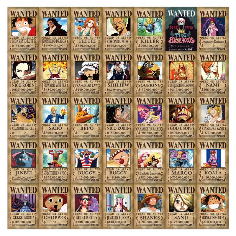56 Pcs One Piece Wanted Poster - Phone Accessories Poster ulasan dan harga