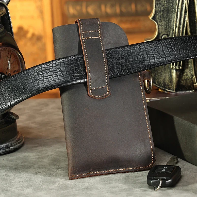 Mens Genuine Leather Waist Bag - Phone Accessories Men ulasan dan harga